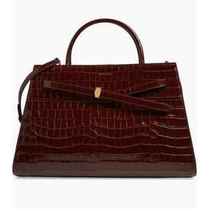 Veronica Beard Brown Satchel with Luxurious Crocodile Texture